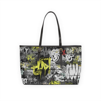 Statement Street Style Leather Tote | Graffiti-Inspired Urban Fashion Bag - KismetWonders