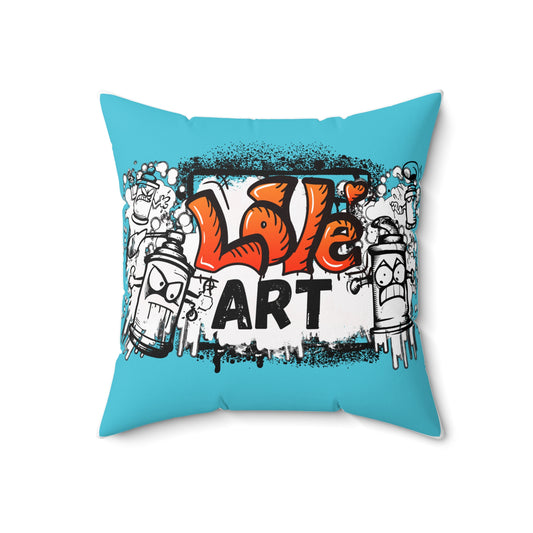 Colorful 'Love Art' Square Pillow - Artistic Home Decor Accent - KismetWonders