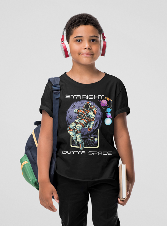 Straight Outta Space Kid Tee – Imaginative Galaxy Exploration Shirt - KismetWonders