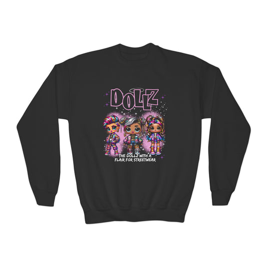 Dollz Fashion Statement Sweatshirt - Purple Spray Paint, Streetwear Dolls, Kids' Trendy Style - KismetWonders