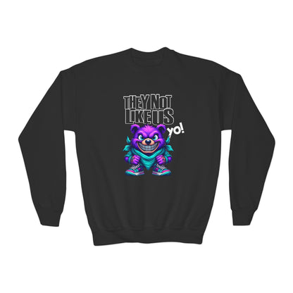 Unique Urban Wear for Kids: 'They Not Like Us' Sweatshirt with Graffiti Style Bear - KismetWonders