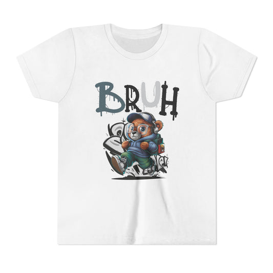 Trendy Youth Short Sleeve Tee with 'BRUH' Graphic - KismetWonders