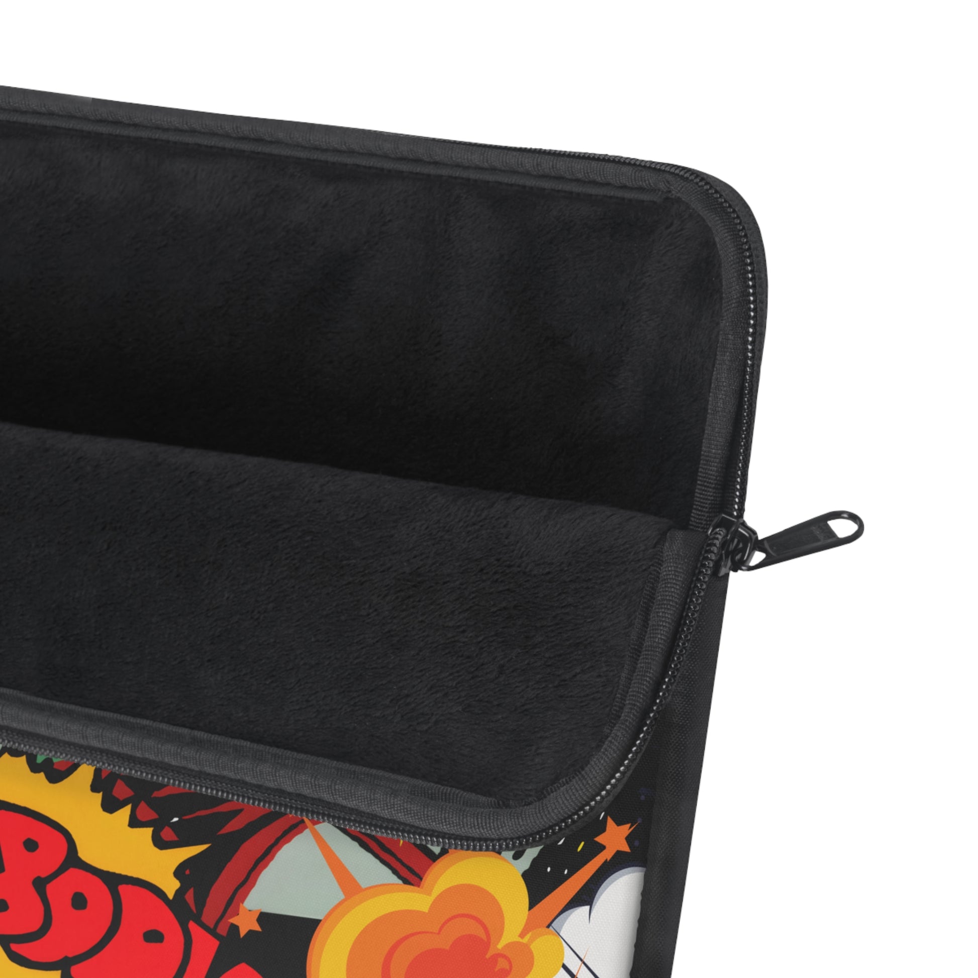 Pop Art Monster and Superhero Laptop Sleeve with Fire and Comic Bubbles - KismetWonders