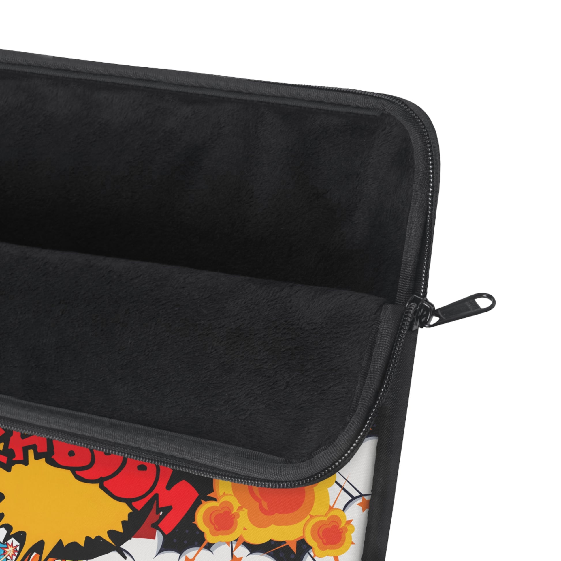 Pop Art Monster and Superhero Laptop Sleeve with Fire and Comic Bubbles - KismetWonders