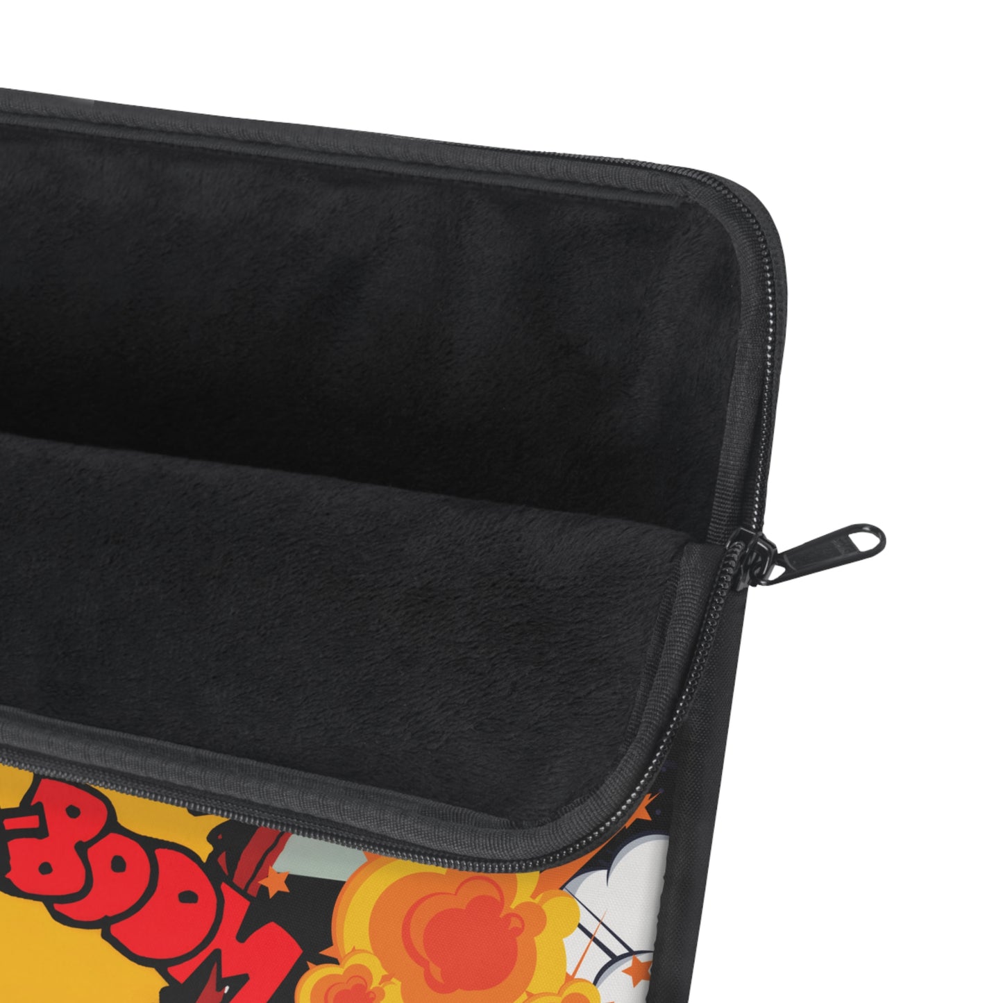 Pop Art Monster and Superhero Laptop Sleeve with Fire and Comic Bubbles - KismetWonders
