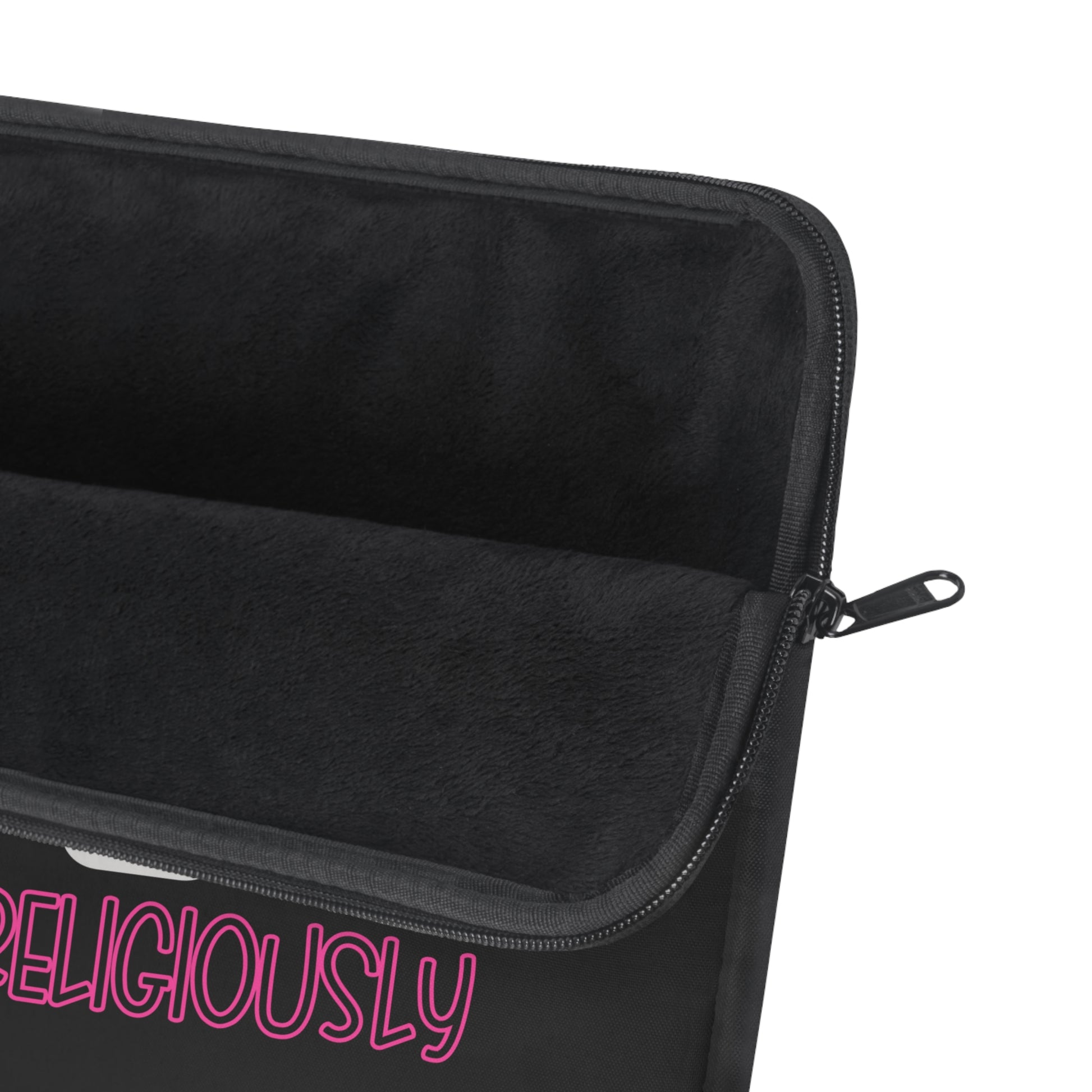 Statement Black Laptop Sleeve | 'KW' Monogram | Live In Your Truth & Travel Religiously | Embrace Authenticity and Style While Traveling - KismetWonders