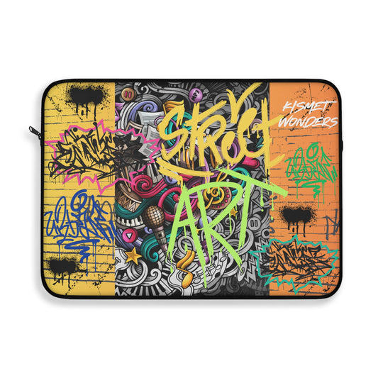 Vibrant Laptop Sleeve with Captivating Street Art & Music Theme | Ornate Graffiti Wall Mural Design - KismetWonders
