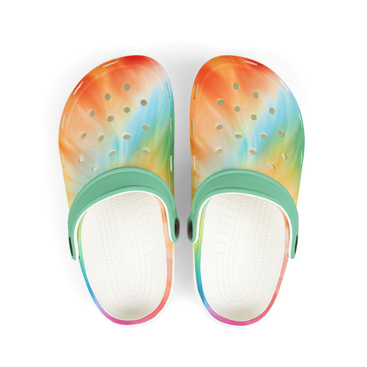 Kids Clogs Summer Footwear - Colorful Tie-Dye Design - KismetWonders