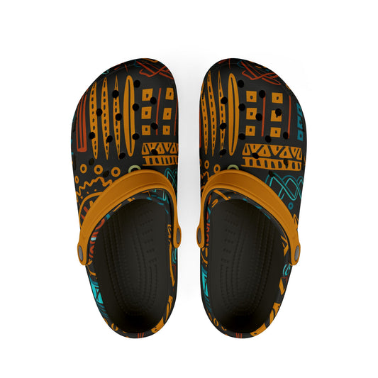 Foam Shoes - Vibrant Blue and Gold Doodle Pattern Fashion Statement - KismetWonders
