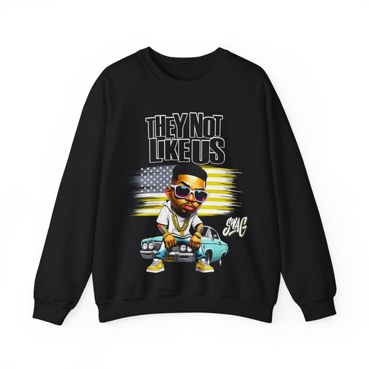 Hip-Hop Street Style: 'They Not Like Us' Black Sweatshirt with Cartoon Character Design - KismetWonders