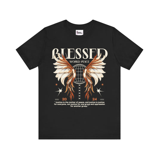 Blessed 2024 Black Unisex Tee - Peace and Justice Fashion Statement - KismetWonders
