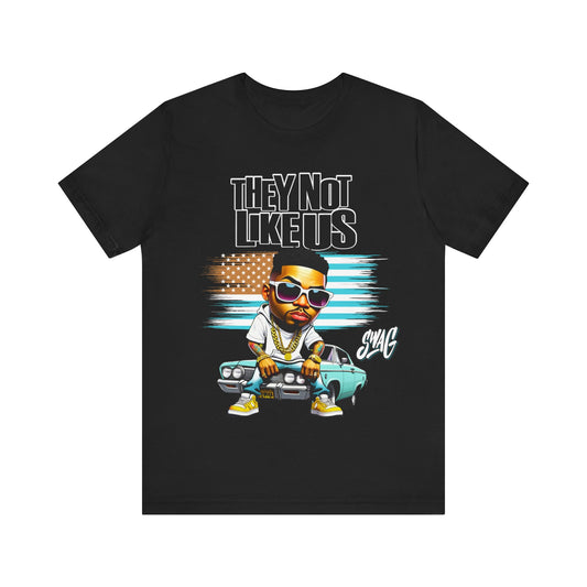 Hip-Hop Street Style: 'They Not Like Us' Black T-Shirt with Cartoon Character Design - KismetWonders