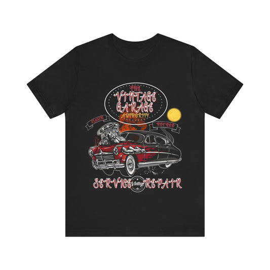 Vintage Car Lovers T-Shirt - Black with Red and White Accents Tee featuring Hot Rod & Fire Design! Perfect Vintage Car Enthusiasts T-Shirt - KismetWonders