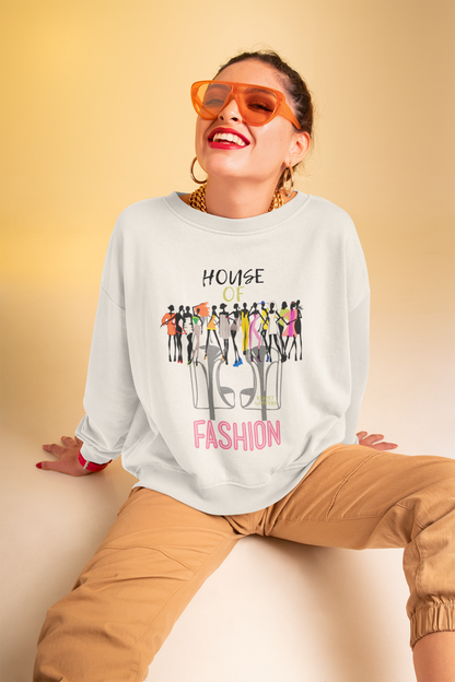 Bold and Artistic Sweatshirt with Vogue-Inspired Runway Models! Fashion-Forward Sweatshirt with Eclectic Ensembles